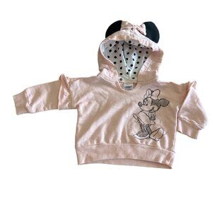 Share Disney Baby Girls 0-3 mo Minnie Mouse Pink Pullover Hooded Sweatshirt Hood